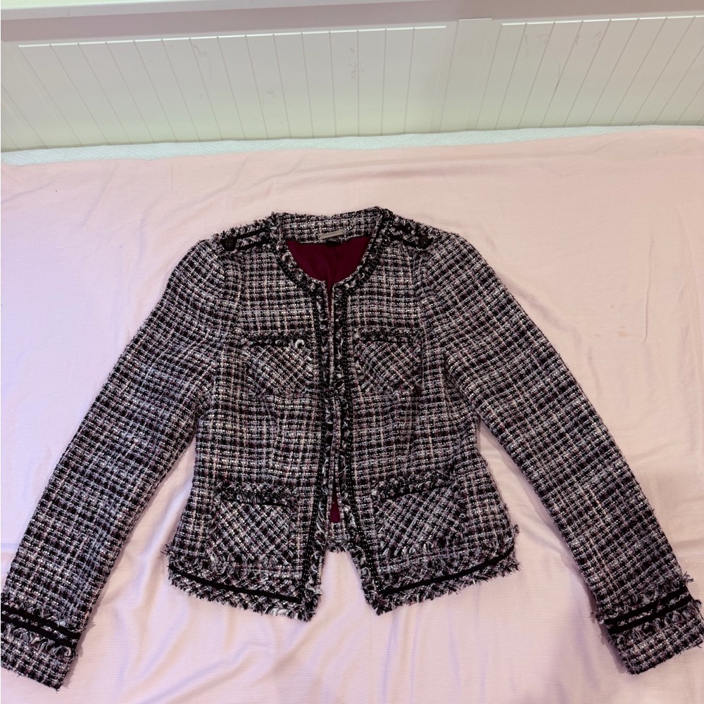 White House Black Market Tweed Blazer in Black and White